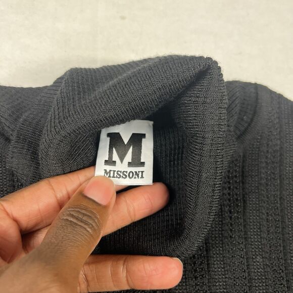 Missoni Turtleneck Knit Sweater Long Sleeve Black Sleek Luxe Pullover Size 4/6 - Picture 4 of 11